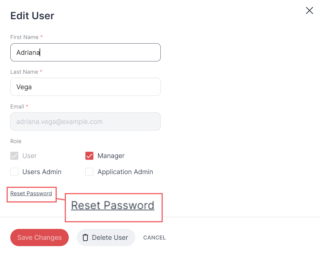 Über den „Passwort zurücksetzen“-Button im „Benutzer bearbeiten“-Dialog setzen Sie das Passwort des jeweiligen Anwenders zurück.